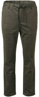 No Excess Pants stretch jersey check taupe - maat S Bruin