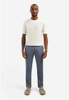 No Excess Pants with linen yarn dyed night Blauw