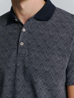 No Excess Polo 2 coloured jacquard deep blue Blauw - XL