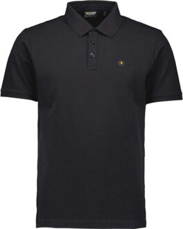 No Excess Polo pique garment dyed black Zwart - M