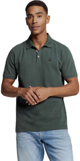 No Excess Polo pique garment dyed dark steel - maat XXL Groen