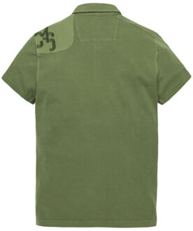 No Excess Polo pique garment dyed with linen - - maat XXL Groen