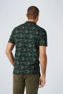 No Excess Polo Pique Print Donkergroen - M