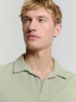 No Excess Polo revers solid terry knit smoke Ecru