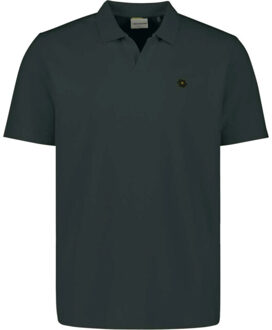 No Excess Polo short sleeve v-collar basic dark steel - maat L Groen