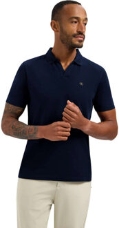 No Excess Polo short sleeve v-collar basic night - maat S Blauw