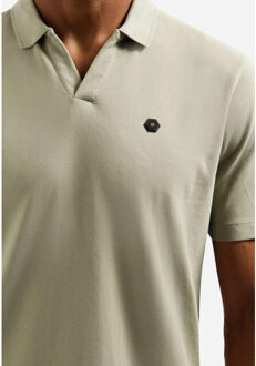 No Excess Polo short sleeve v-collar basic taupe Bruin - L