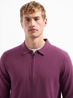 No Excess Polo Zip Trui Dark Wine Bordeaux - L,M,XL,XXL