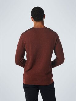 No Excess Pullover Crewneck 2 Coloured Jacquard Dark Red   XL Rood