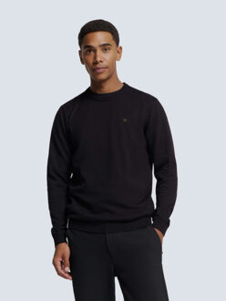No Excess Pullover crewneck 2 coloured melang black - maat M Zwart