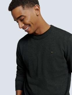 No Excess Pullover crewneck 2 coloured melang dark grey - maat L Grijs