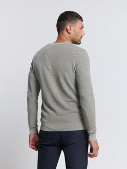 No Excess Pullover Crewneck 2 Coloured Waffle Jacquard Grey  L Grijs