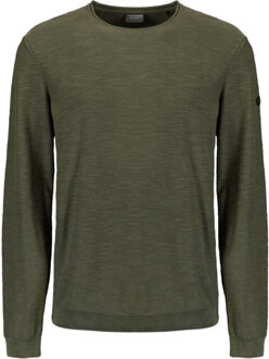 No Excess Pullover crewneck garment dyed + st dark moss Groen