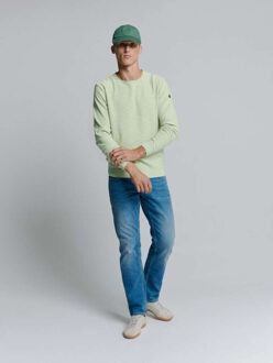 No Excess Pullover crewneck garment dyed + st mint Groen