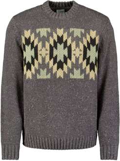 No Excess Pullover crewneck jacquard pattern dark grey Grijs - M
