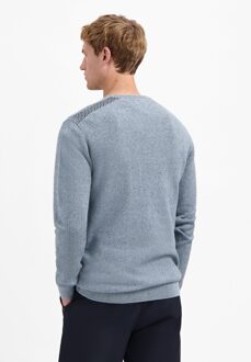 No Excess Pullover Crewneck Plated Structure Knit Dusty Blue  XL Blauw