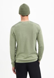 No Excess Pullover Crewneck Plated Structure Knit Light Moss  L Groen