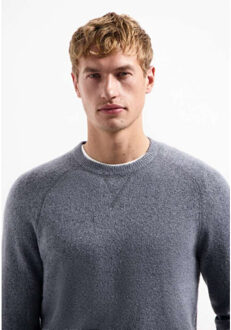 No Excess Pullover crewneck soft wool blend washed blue - maat XL Blauw