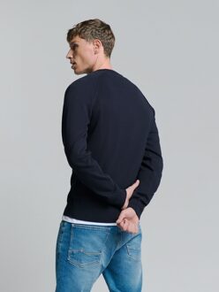 No Excess Pullover Crewneck Solid Relief Knit Blueberry  XL