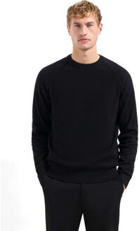 No Excess Pullover crewneck solid waffle knit black Zwart - L