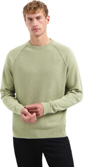 No Excess Pullover crewneck solid waffle knit light moss - maat L Bruin