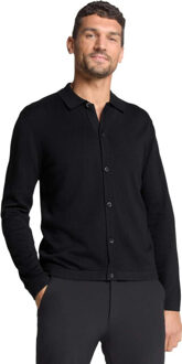 No Excess Pullover full button polo black - maat XL Zwart