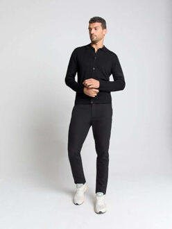 No Excess Pullover full button polo black - maat XXXL Zwart