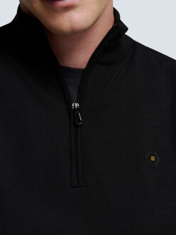 No Excess Pullover half zip 2 coloured melang black - maat M Zwart