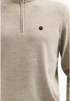 No Excess Pullover half zip 2 coloured melang sand - maat M Kaki