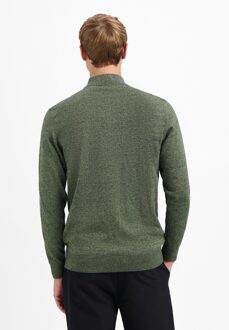 No Excess Pullover Half Zip 2 Coloured Melange Light Moss  M Groen
