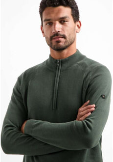 No Excess Pullover half zip high collar solid dark green Groen - XL