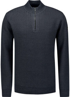 No Excess Pullover half zip jacquard plated night Blauw - L