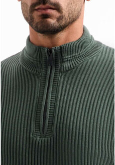 No Excess Pullover half zip rib variation dark green Groen - XXXL