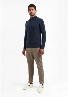 No Excess Pullover half zip rib variation night Blauw - M