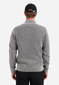 No Excess Pullover Half Zipper 2 Coloured Melange Grey  M Grijs
