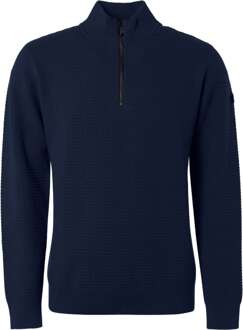 No Excess Pullover half zipper solid jacquard night Blauw - M