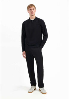 No Excess Pullover polo half zip solid black Zwart - L