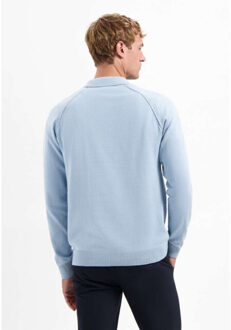 No Excess Pullover polo half zip solid dusty blue Blauw - L