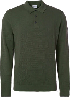 No Excess Pullover polo solid jacquard dark green Groen - XXL