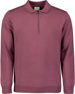 No Excess Pullover polo zip dark wine - maat M Transparant