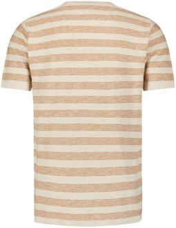 No Excess Pullover Short Sleeve Crewneck Stripes With Linen Khaki  L Beige