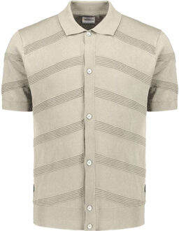 No Excess Pullover short sleeve full button p cement - maat S Grijs