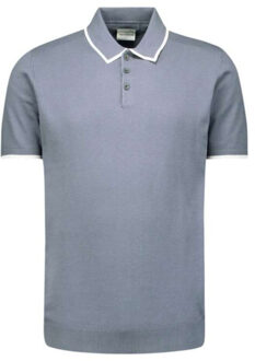 No Excess Pullover short sleeve polo button s washed blue Blauw - XXL