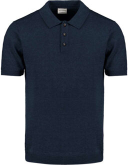 No Excess Pullover short sleeve polo melange deep blue - maat L Blauw