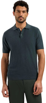 No Excess Pullover short sleeve polo slub dark steel Groen