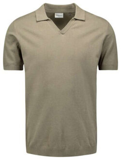 No Excess Pullover short sleeve polo v solid dark moss Groen