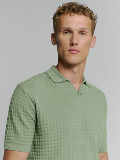 No Excess Pullover Short Sleeve Polo V Solid Jacquard Green  L