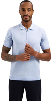No Excess Pullover short sleeve polo zip mela blue Blauw - XXL