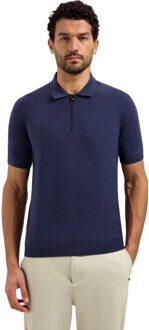 No Excess Pullover short sleeve polo zip mela night Blauw - XXL