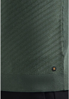 No Excess Pullover short sleeve polo zip soli dark green - maat XL Groen